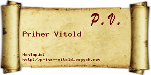 Priher Vitold névjegykártya